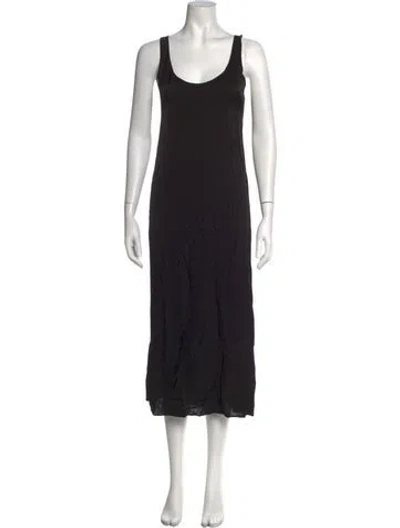 Pre-owned Raey Scoop Neck Midi Length Dress In Black