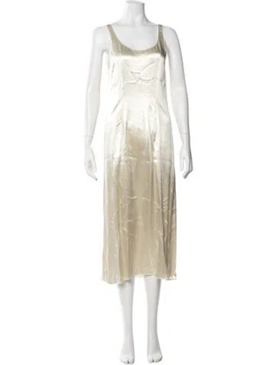 Pre-owned Raey Scoop Neck Midi Length Dress In Neutral