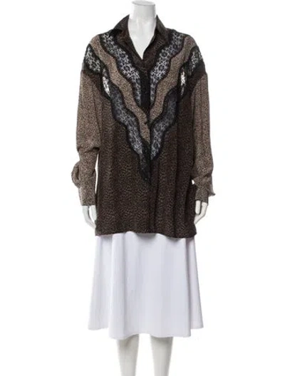 Pre-owned Raey Silk Animal Print Blouse In Brown