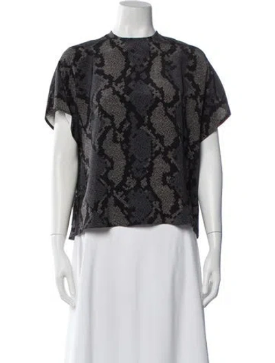 Pre-owned Raey Silk Animal Print Top In Gray