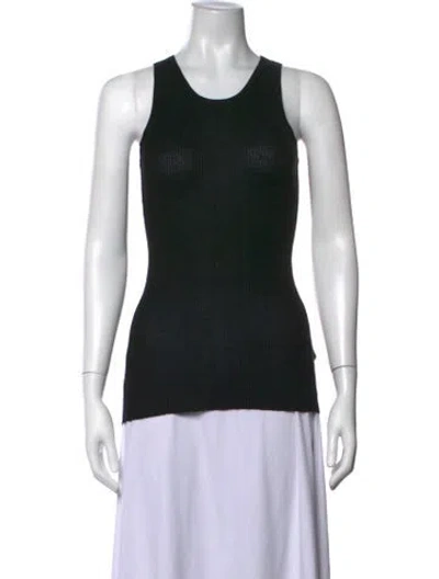 Pre-owned Raey Silk Crew Neck Top In Black