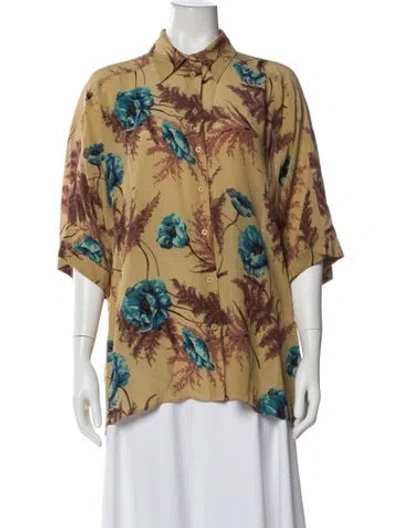 Pre-owned Raey Silk Floral Print Top In Multicolor