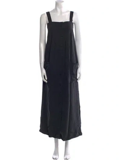Pre-owned Raey Silk Long Dress In Black