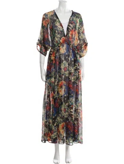 Pre-owned Raey Silk Long Dress In Black