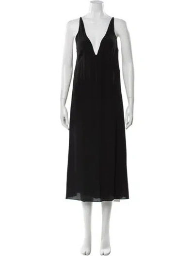 Pre-owned Raey Silk Long Dress In Black