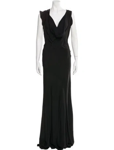 Pre-owned Raey Silk Long Dress In Black