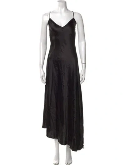 Pre-owned Raey Silk Long Dress In Black