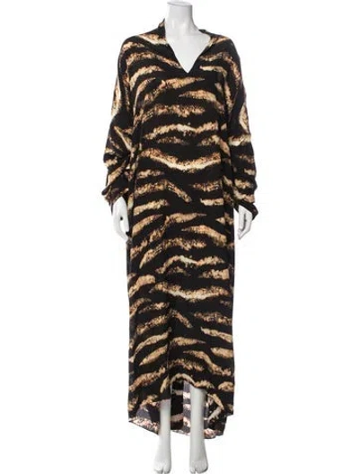 Pre-owned Raey Silk Long Dress In Black