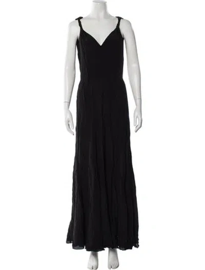 Pre-owned Raey Silk Long Dress In Black