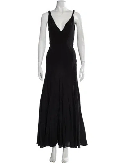 Pre-owned Raey Silk Long Dress In Black