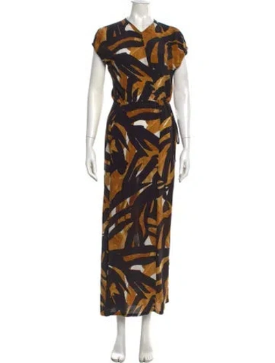 Pre-owned Raey Silk Long Dress In Black