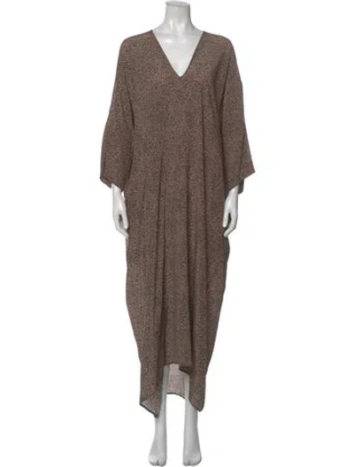Pre-owned Raey Silk Long Dress In Brown