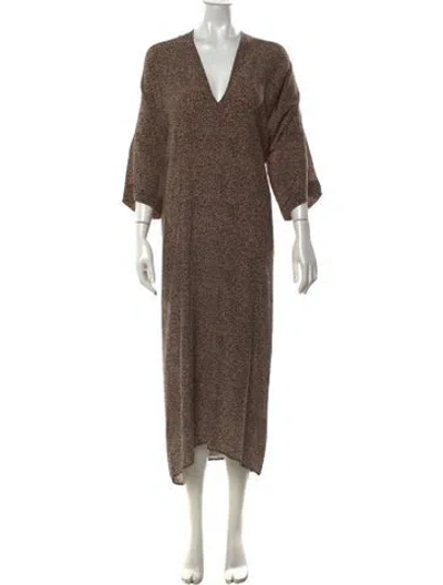 Pre-owned Raey Silk Long Dress In Brown