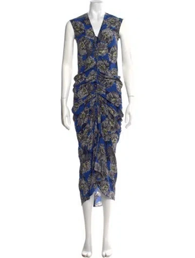 Pre-owned Raey Silk Long Dress In Multi