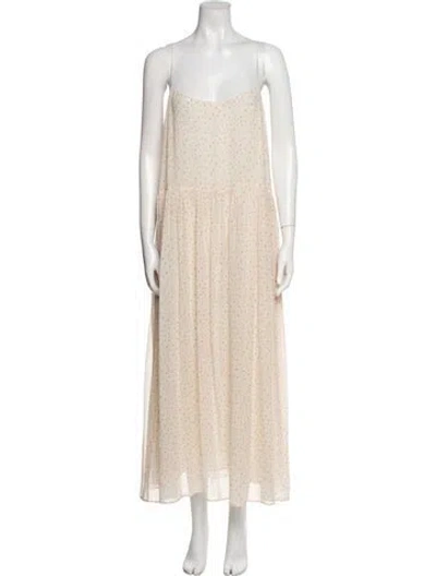 Pre-owned Raey Silk Long Dress In Neutral