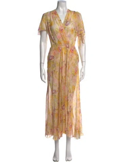 Pre-owned Raey Silk Long Dress In Orange