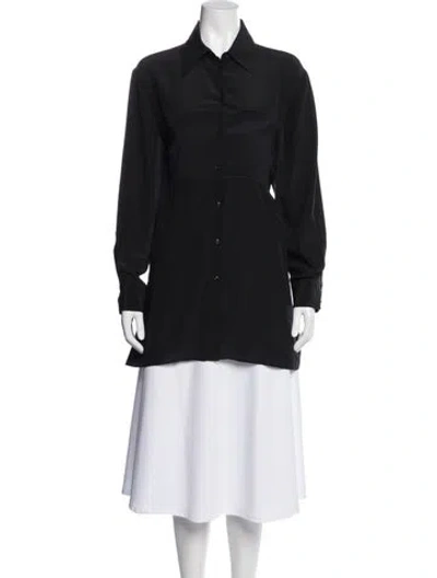 Pre-owned Raey Silk Long Sleeve Button-up Top In Blue