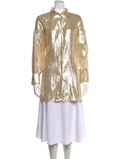 Pre-owned Raey Silk Long Sleeve Button-up Top In Neutrals