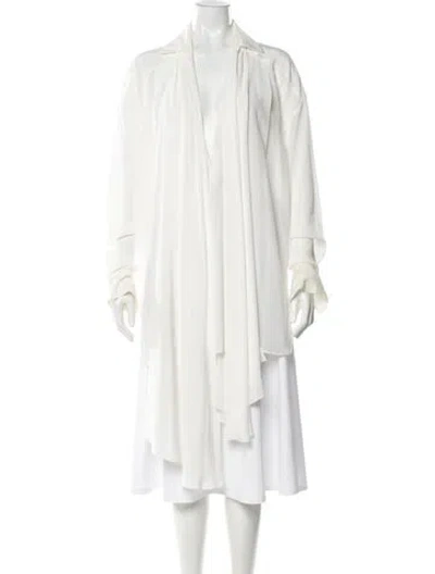 Pre-owned Raey Silk Long Sleeve Top In White