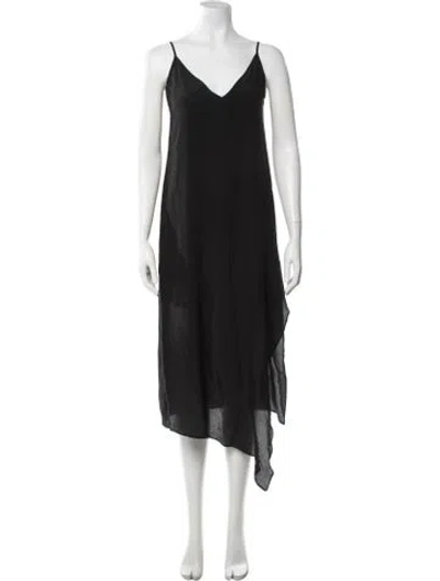 Pre-owned Raey Silk Midi Length Dress In Black