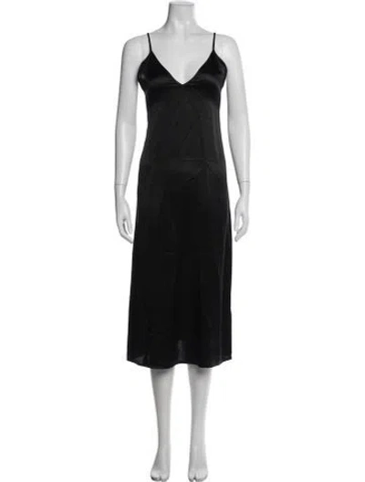 Pre-owned Raey Silk Midi Length Dress In Black