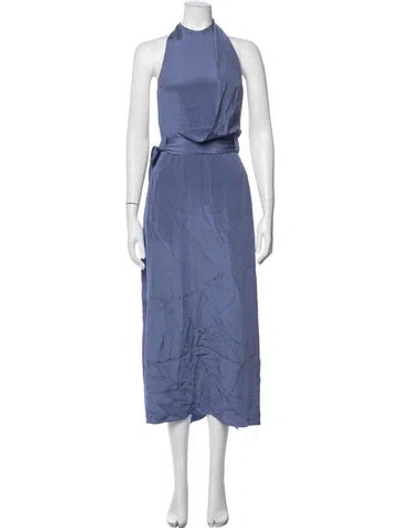 Pre-owned Raey Silk Midi Length Dress In Blue