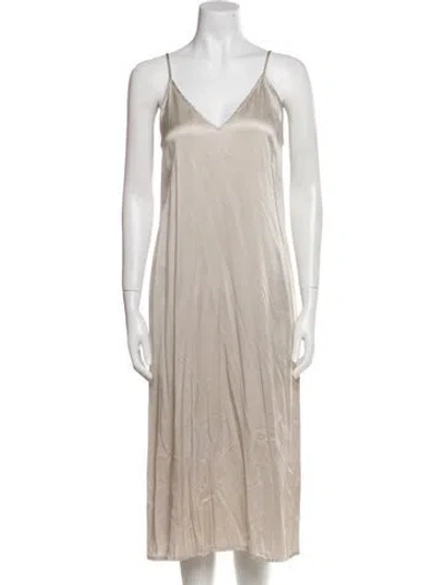 Pre-owned Raey Silk Midi Length Dress In Neutral