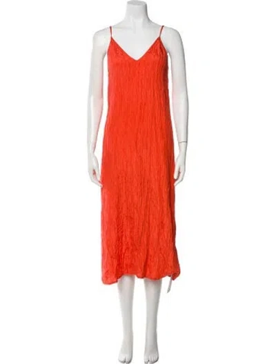 Pre-owned Raey Silk Midi Length Dress In Orange