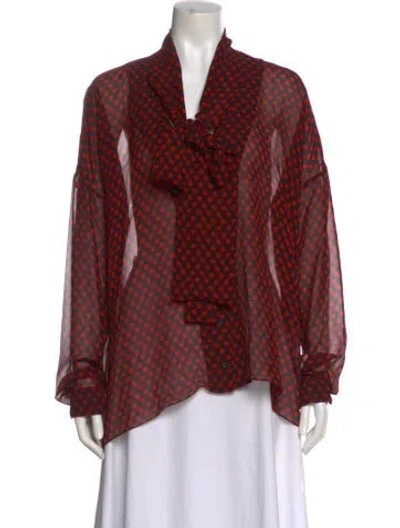 Pre-owned Raey Silk Polka Dot Print Blouse In Red