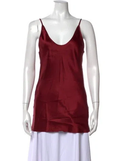 Pre-owned Raey Silk Scoop Neck Top In Red