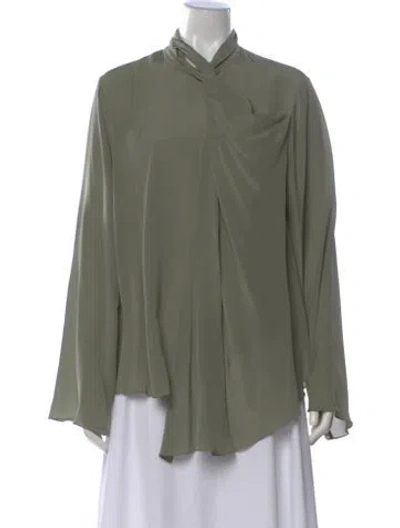 Pre-owned Raey Silk Tie Neck Blouse In Green