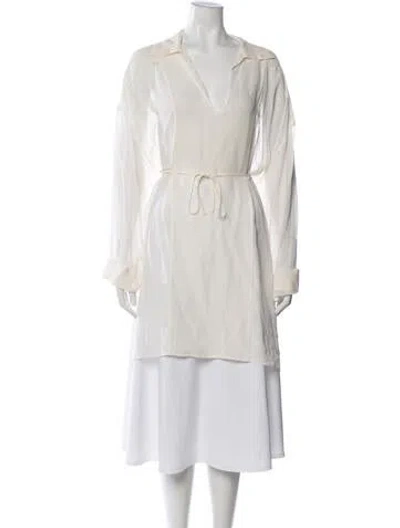 Pre-owned Raey Silk V-neck Tunic W/ Tags In Neutrals