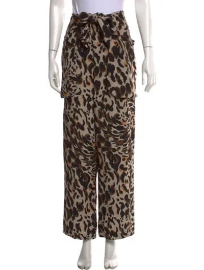 Pre-owned Raey Silk Wide Leg Pants In Brown