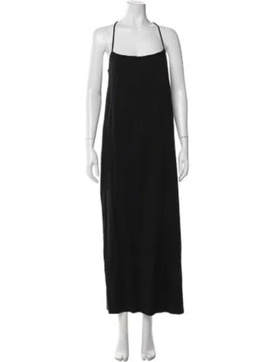 Pre-owned Raey Square Neckline Long Dress In Black