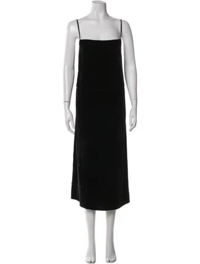 Pre-owned Raey Square Neckline Midi Length Dress In Black