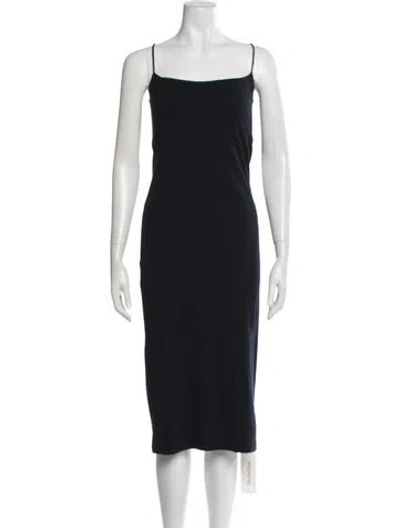 Pre-owned Raey Square Neckline Midi Length Dress In Black