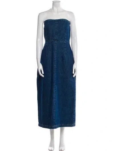 Pre-owned Raey Strapless Midi Length Dress In Blue