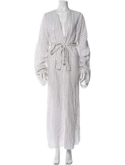 Pre-owned Raey Striped Long Dress In White