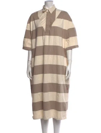 Pre-owned Raey Striped Midi Length Dress In Neutrals