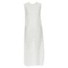 Shop Raey Striped Semi Sheer Midi Casual Day Dress In Beige