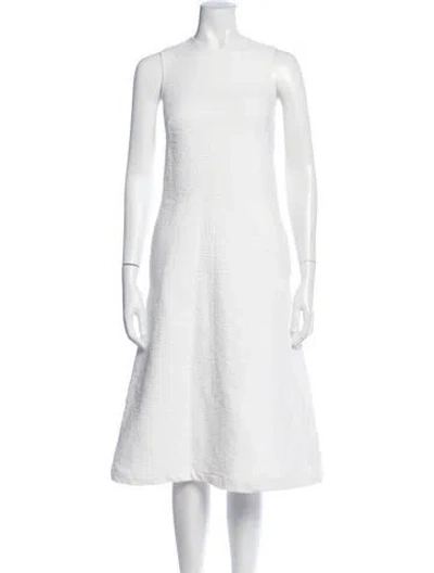 Pre-owned Raey Tweed Pattern Knee-length Dress In White