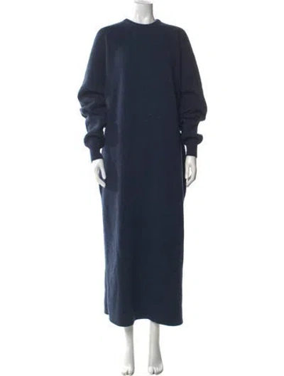 Pre-owned Raey Virgin Wool Long Dress In Blue