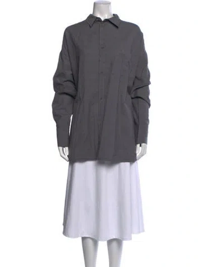 Pre-owned Raey Virgin Wool Long Sleeve Button-up Top In Grey