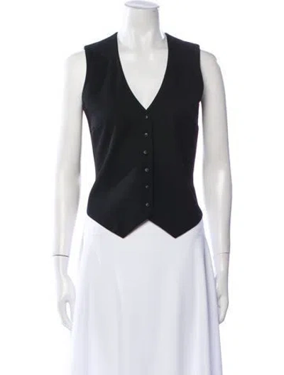 Pre-owned Raey Virgin Wool V-neck Crop Top In Black