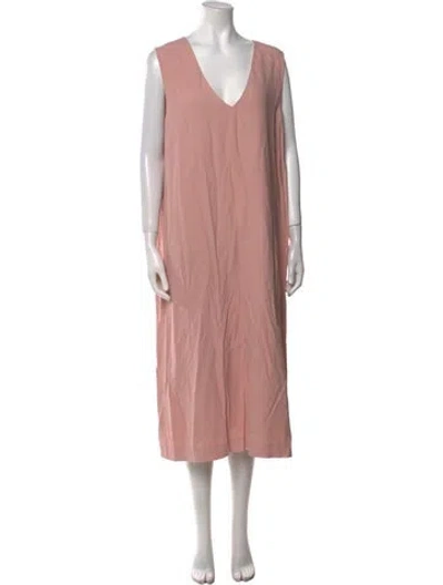 Pre-owned Raey V-neck Knee-length Dress In Pink