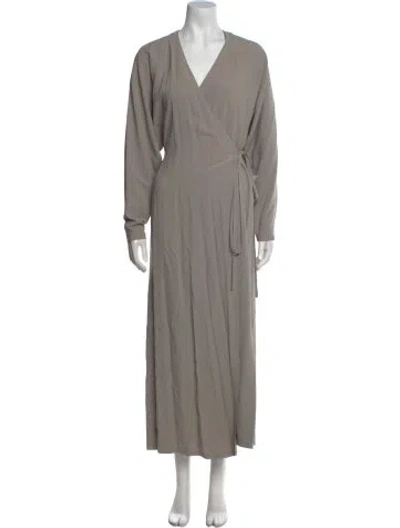 Pre-owned Raey V-neck Long Dress In Gray