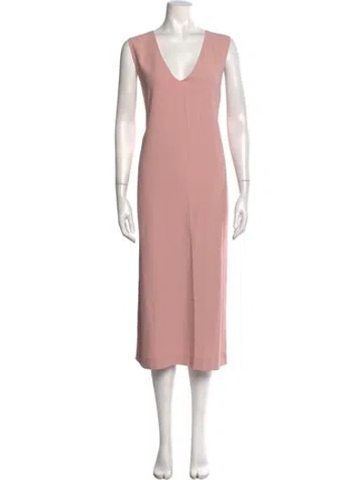 Pre-owned Raey V-neck Midi Length Dress In Pink