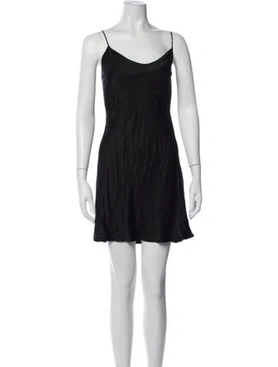 Pre-owned Raey V-neck Mini Dress In Black