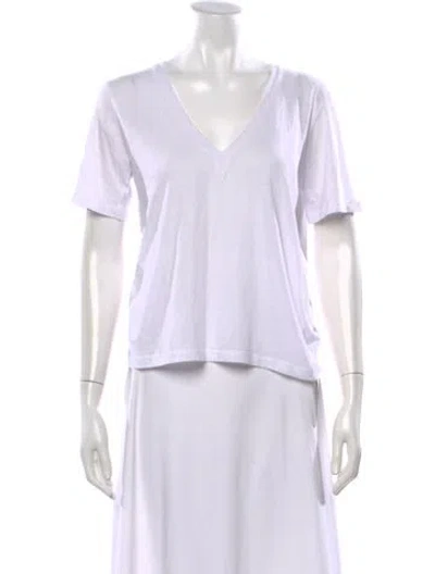 Pre-owned Raey V-neck Short Sleeve T-shirt In White