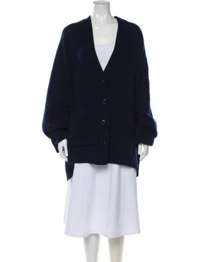 Pre-owned Raey Wool V-neck Sweater In Blue